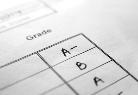 A report card's grade column.