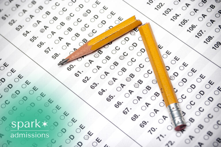 Broken pencil on a multiple-choice exam answer sheet, symbolizing test stress or failure.