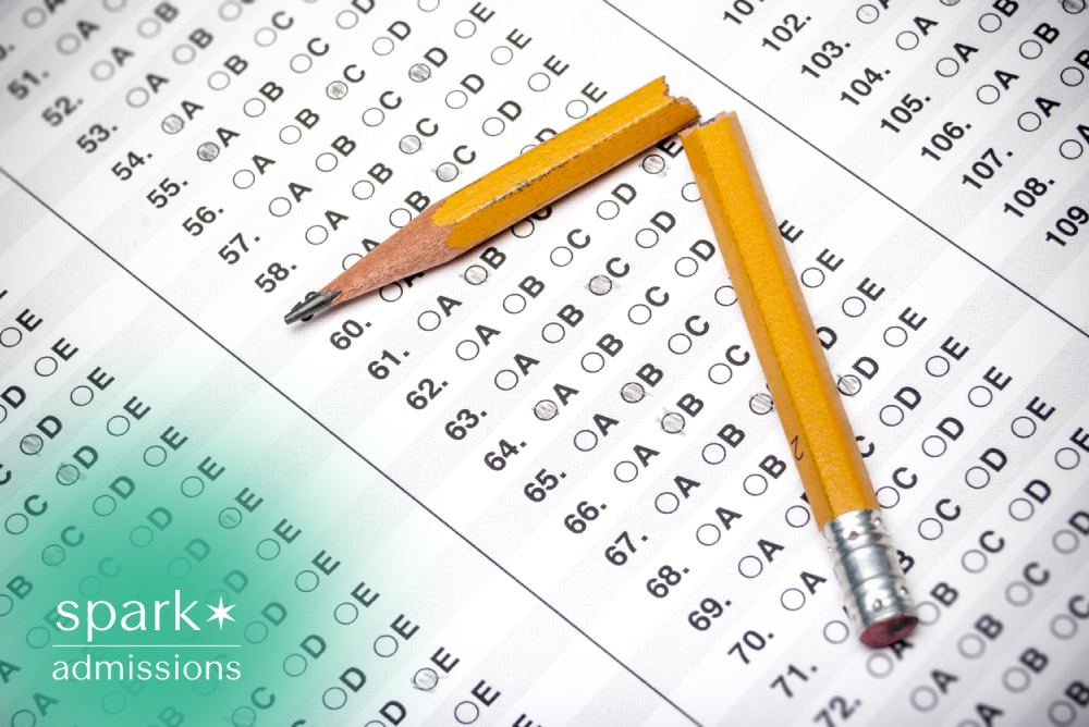 Broken pencil on a multiple-choice exam answer sheet, symbolizing test stress or failure.