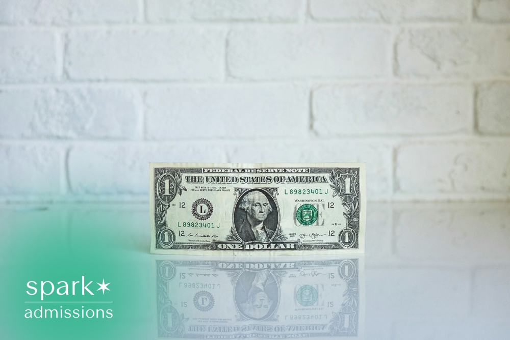 One dollar bill representing college scholarship, financial aid, and education costs