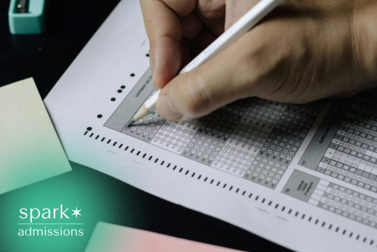 Close-up of a student completing a standardized multiple-choice test form with a pencil