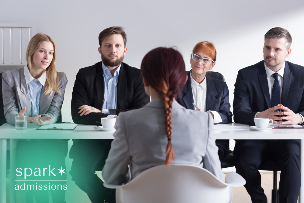 College admissions panel interviewing a student candidate