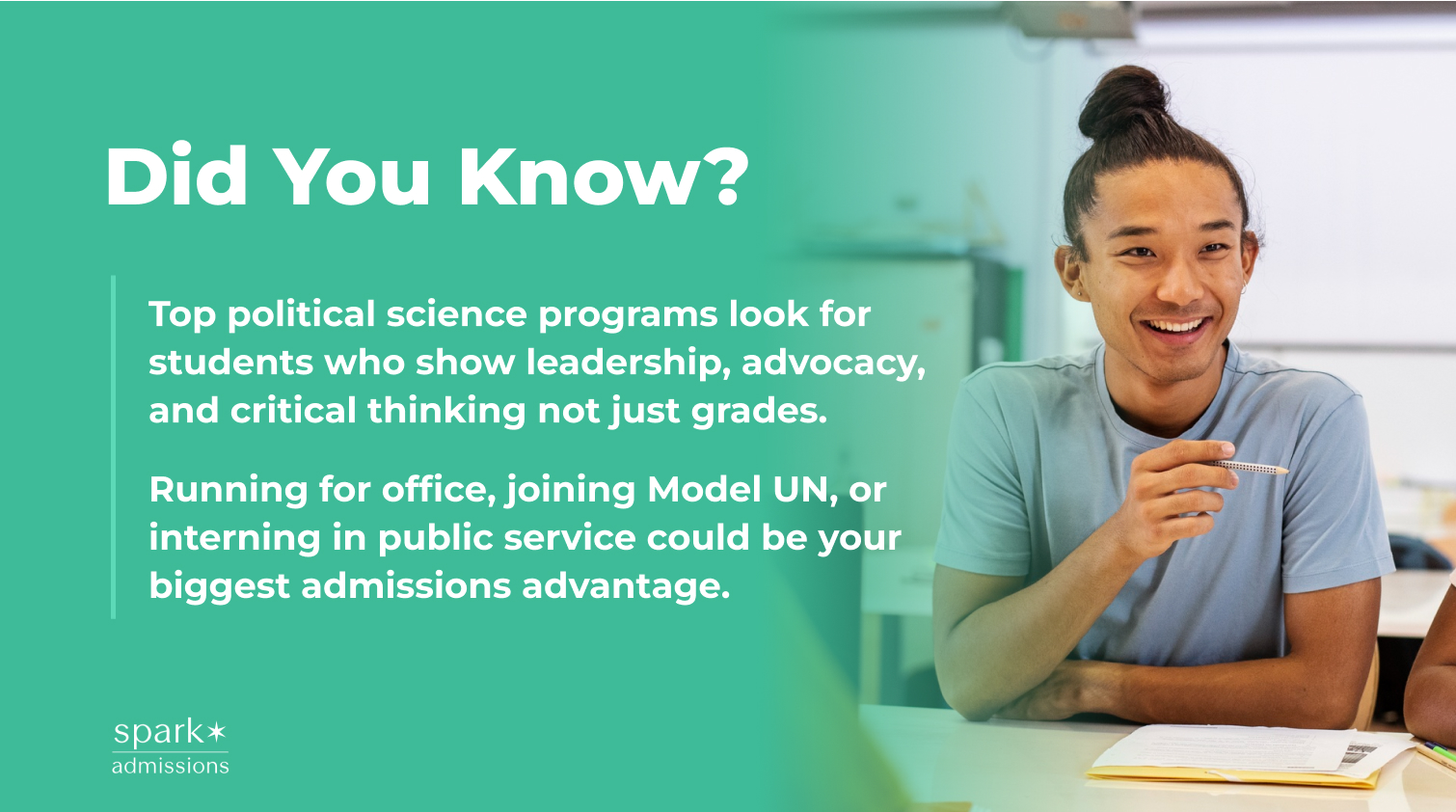 Graphic explains top political science programs value leadership and civic involvement