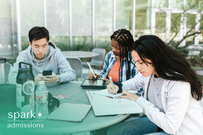 College student studying hard in a quiet and well-lit study environment