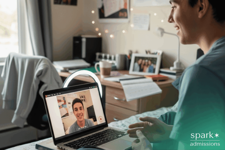 College applicant recording glimpse video introduction for application