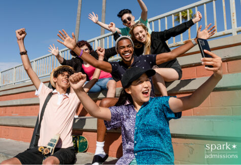 Group shot of best friends, summer in Venice Beach, Los Angeles