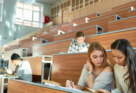 Few College students in lecture hall