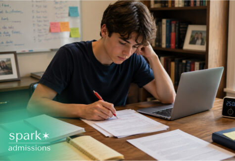 Teen studying with timer and laptop at desk