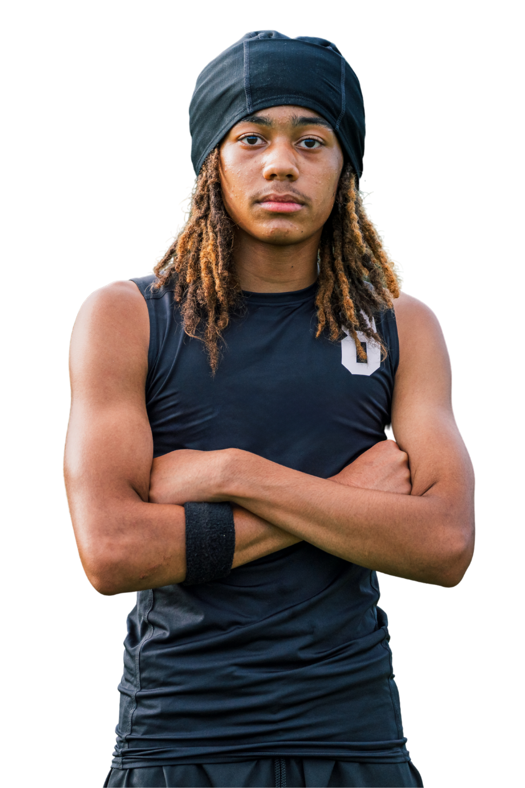 Student athlete posing in sportswear, representing the college athletic recruiting process.